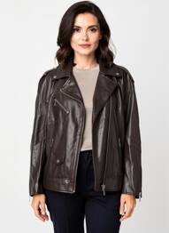 Veste en cuir poches marron OAKWOOD femme