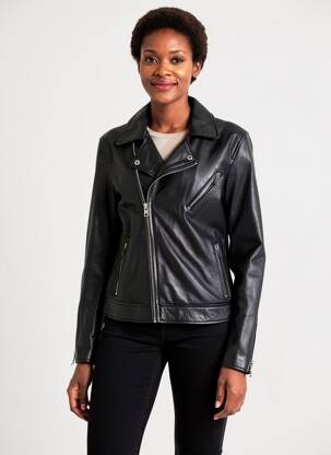 Veste en cuir poches noir OAKWOOD femme