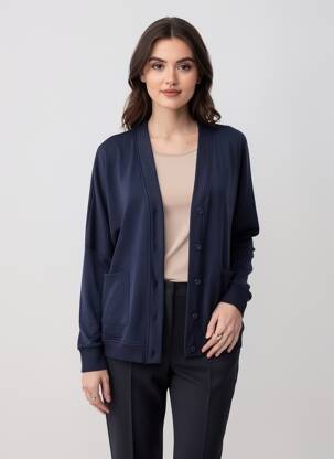 Gilet manches longues fermeture boutonnée sur le devant bleu PLEASE femme
