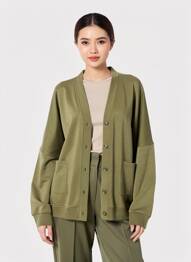 Gilet manches longues fermeture boutonnée sur le devant vert PLEASE femme