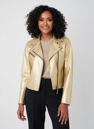 Veste en cuir poches or OAKWOOD femme