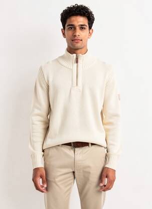 Pull manches longues manches longues beige TIMEZONE homme