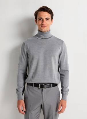 Pull col roulé manches longues manches longues gris KRONSTADT homme