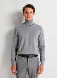 Pull col roulé manches longues manches longues gris KRONSTADT homme