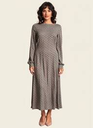 Robe longue manches longues manches longues bleu SURKANA femme
