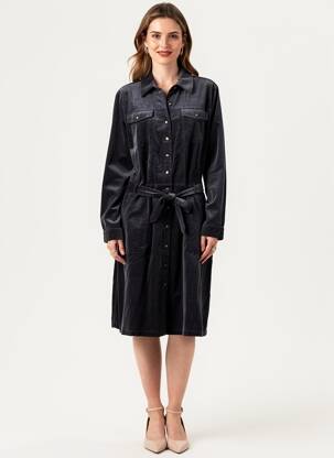 Robe mi-longue manches longues manches longues bleu TIMEZONE femme