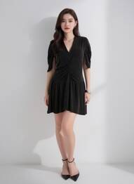 Robe courte manches courtes manches courtes noir PLEASE femme