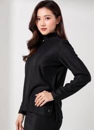 Pull coupe cintrée manches longues noir SUN VALLEY femme