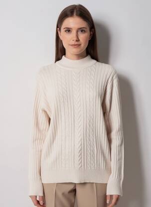 Pull stretch manches longues beige SUN VALLEY femme