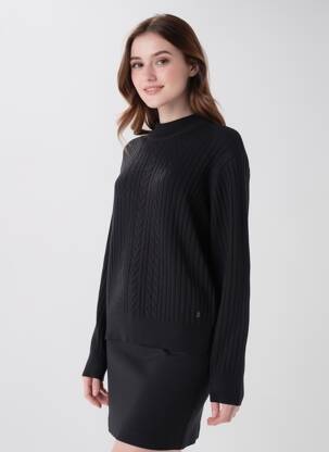 Pull stretch manches longues noir SUN VALLEY femme