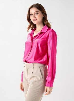 Chemisier coupe fluide manches longues rose HBT femme