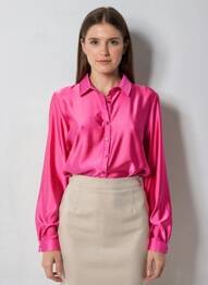 Chemisier coupe fluide manches longues rose HBT femme