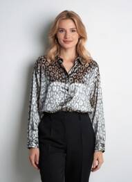 Chemisier coupe fluide manches longues argent PLEASE femme