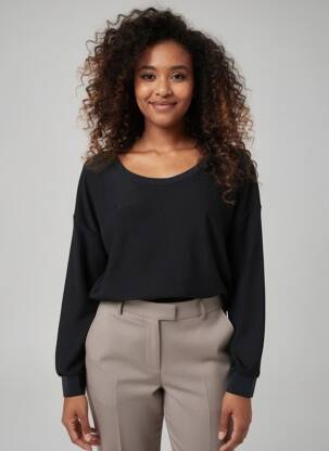 Top stretch manches longues noir HBT femme