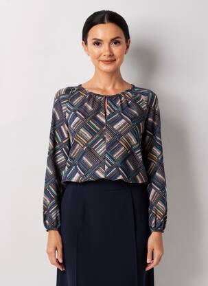 Pull tissage chiné manches longues bleu SURKANA femme