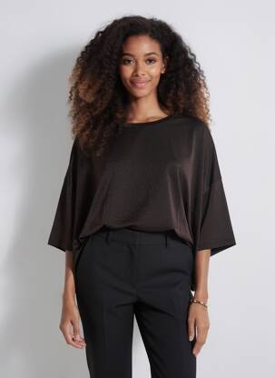 Top stretch manches courtes marron PLEASE femme