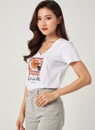 T-shirt col v manches courtes blanc PLEASE femme
