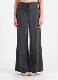 Pantalon large tissage popeline taille normale noir HBT femme