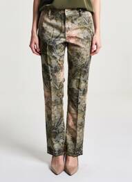 Pantalon droit stretch taille normale vert PLEASE femme