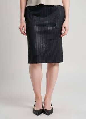 Jupe mi-longue taille normale noir HBT femme