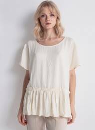 Tunique manches courtes tissage crêpe beige VILA femme