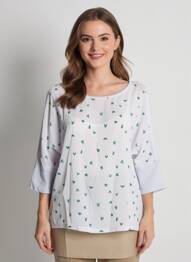 Blouse imprimé fantaisie manches 3/4 bleu MARIE-SIXTINE femme