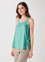Top tissage crêpe sans manche vert SEE U SOON femme