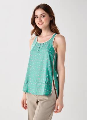 Top tissage crêpe sans manche vert SEE U SOON femme
