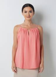 Top tissage crêpe fines bretelles rose KOCCA femme