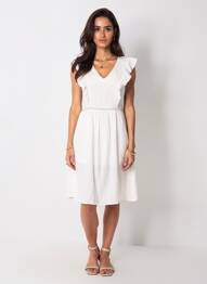 Robe mi-longue manches courtes manches courtes blanc GARANCE femme
