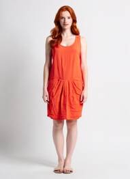 Robe mi-longue sans manche sans manche orange SEE U SOON femme