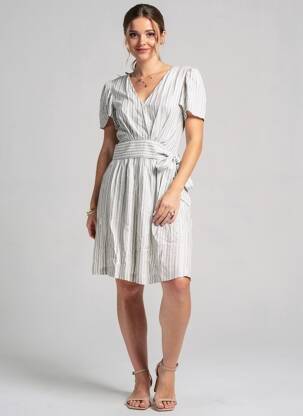 Robe mi-longue fermeture zippée au dos manches courtes blanc SUNCOO femme