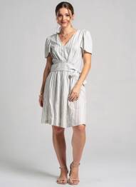 Robe mi-longue fermeture zippée au dos manches courtes blanc SUNCOO femme