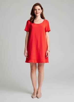 Robe courte manches courtes manches courtes rouge SEE U SOON femme