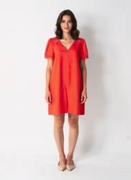 Robe courte manches courtes manches courtes rouge SUNCOO femme
