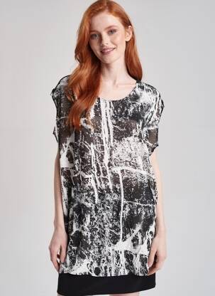 Tunique manches courtes col rond noir VILA femme