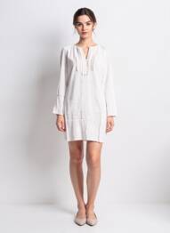 Robe courte manches longues manches longues blanc COLOR BLOCK femme
