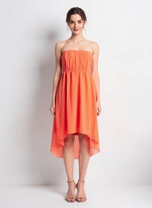 Robe mi-longue sans manche sans manche orange VILA femme