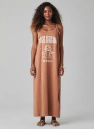 Robe longue fines bretelles fines bretelles orange ROSE GARDEN femme