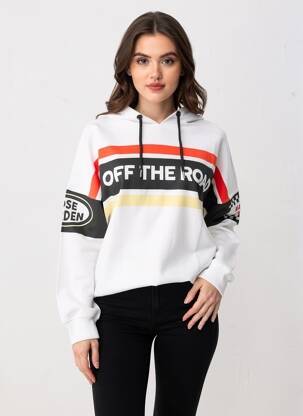 Sweat-shirt à capuche tissage jersey manches longues blanc ROSE GARDEN femme