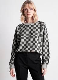 Sweat-shirt maille semi-opaque manches longues gris ROSE GARDEN femme