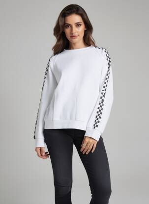 Sweat-shirt stretch manches longues blanc ROSE GARDEN femme