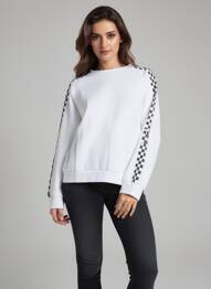 Sweat-shirt stretch manches longues blanc ROSE GARDEN femme