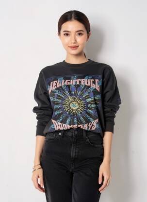 Sweat-shirt stretch manches longues noir ROSE GARDEN femme