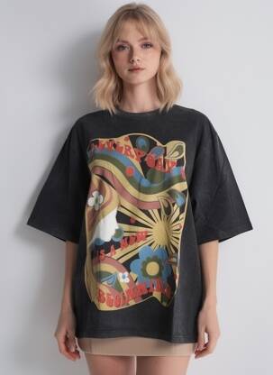 T-shirt coupe droite manches courtes noir ROSE GARDEN femme