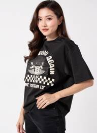T-shirt coupe droite manches courtes noir ROSE GARDEN femme