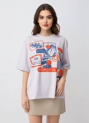 T-shirt coupe droite manches courtes violet ROSE GARDEN femme