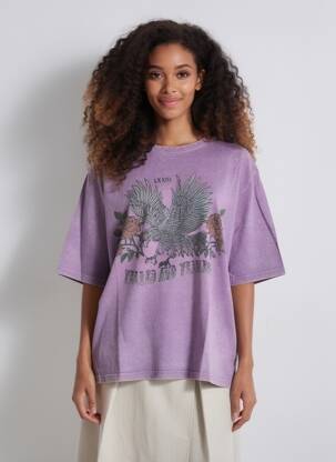 T-shirt coupe droite manches courtes violet ROSE GARDEN femme