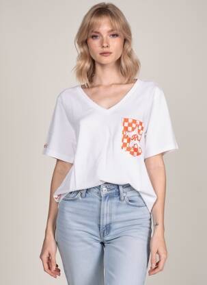 T-shirt coupe droite manches courtes blanc ROSE GARDEN femme