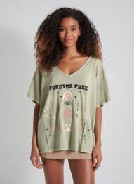 T-shirt coupe droite manches courtes vert ROSE GARDEN femme